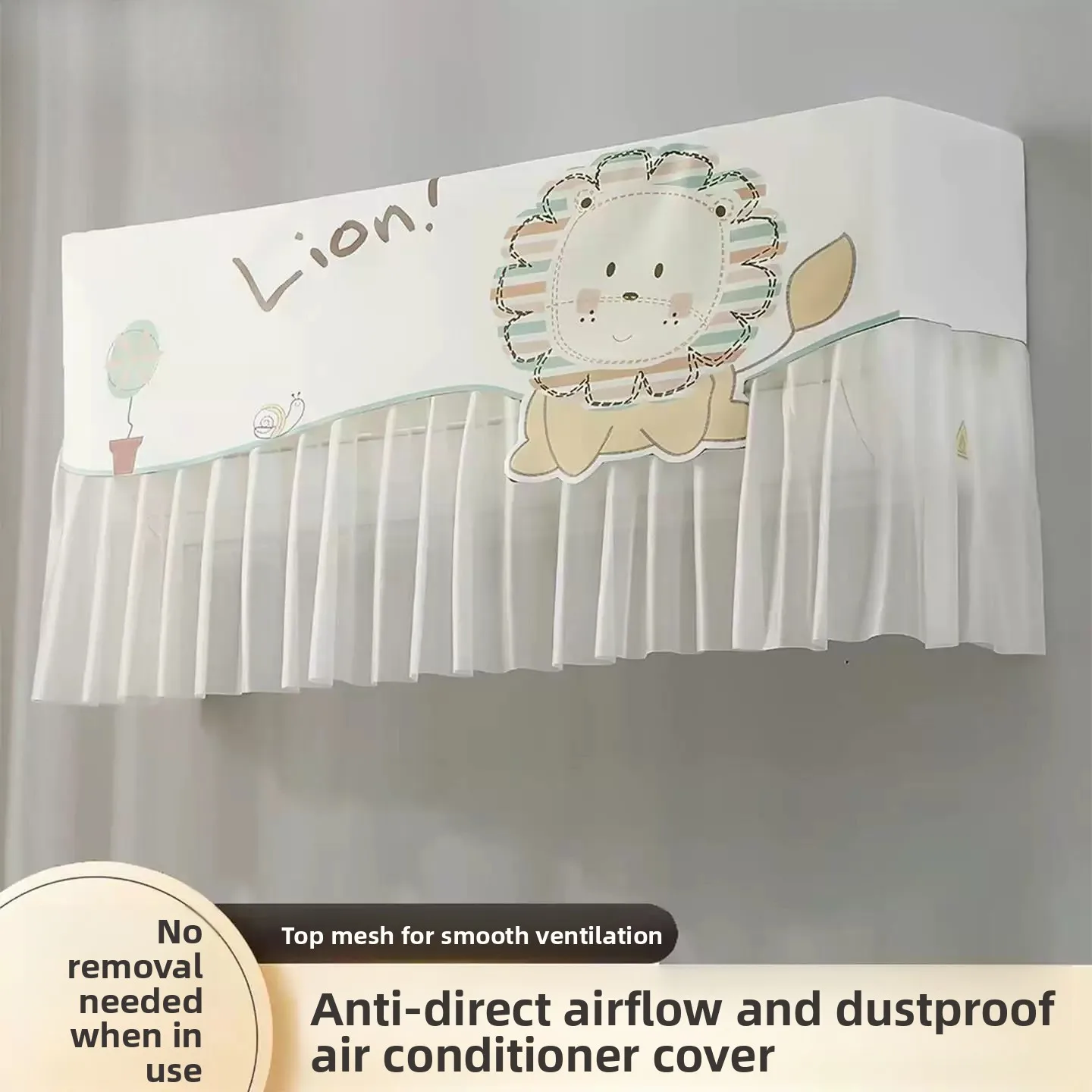 

New 2026 Wall-Mounted Cartoon Style Air Conditioner Windshield Baby Protection No-Punching Needed Fabric Curtain for Postpart...