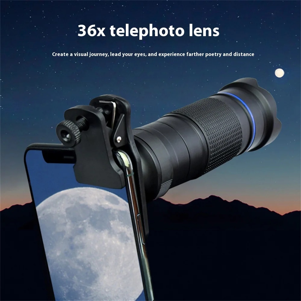 36X Zoom Metal Mobile Phone Monocular Telescope Len Portable Mini Telephoto Lens Cell Phone Camera for Camping Tourism