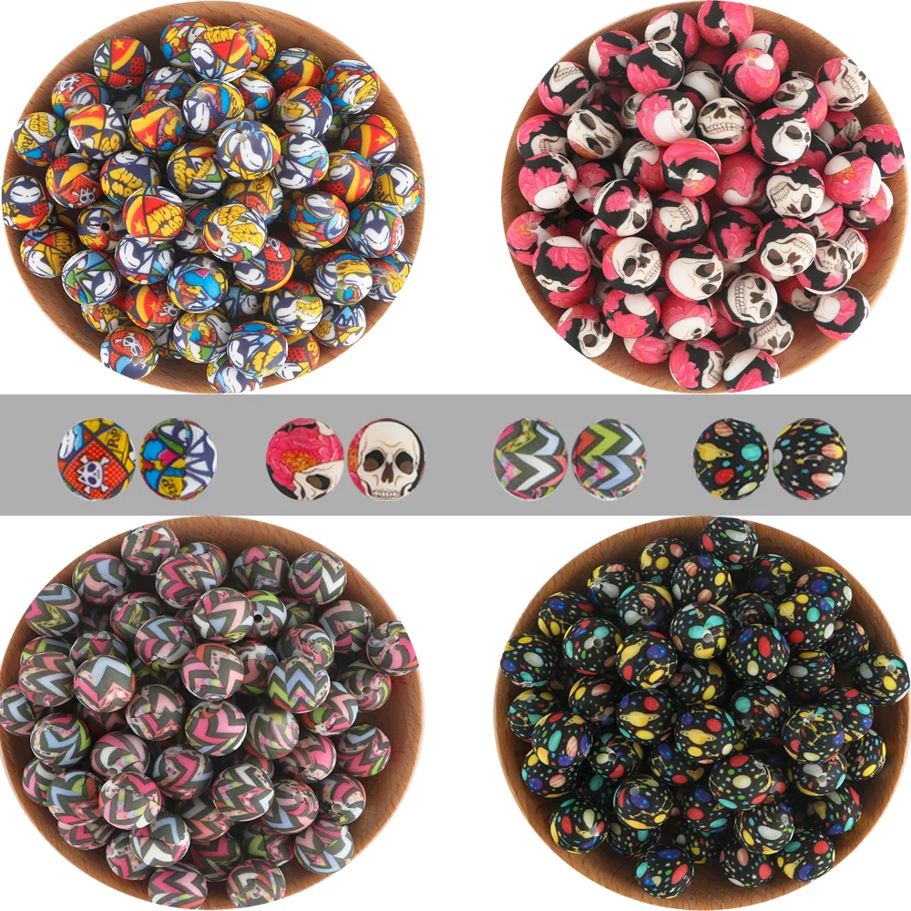 

30PCS 15mm Silicone Printed Beads Round Leopard Beads For Jewelry Making DIY Necklace Bracelet Keychain Accessories