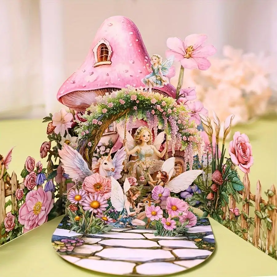 1/5/10/20/50/100pcs 3D Angel Garden Pop-Up Greeting Card - Perfect for Birthdays, Valentine's & Mother's Day with Note Card and