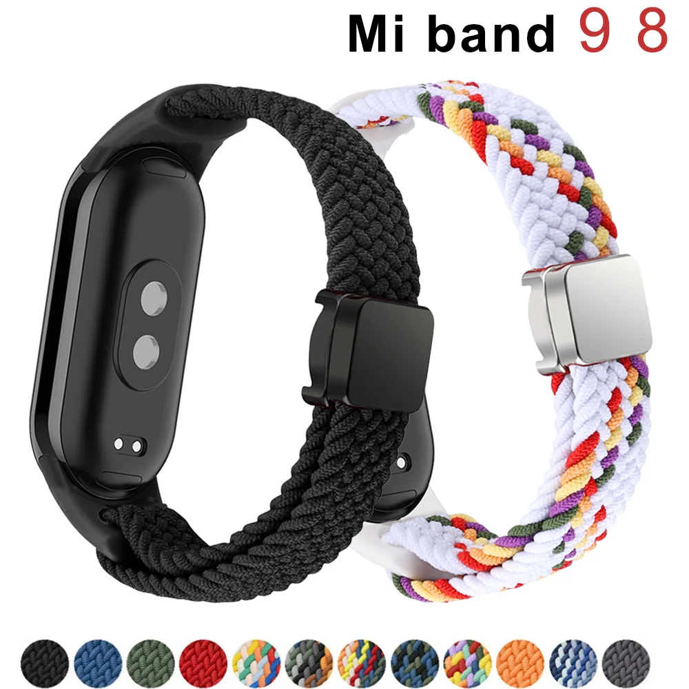 Braided Solo Loop for Xiaomi Mi Band 9 8 10 Strap accessories magnetic Replacement correa bracelet Miband9 Miband8 NFC bands
