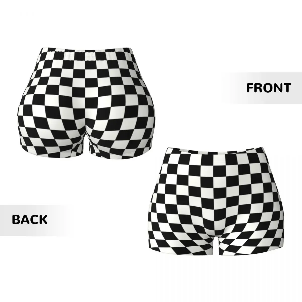 Custom Classic Checkerboard Gym Volleyball Biker Shorts Women Chess Board Workout Yoga Shorts