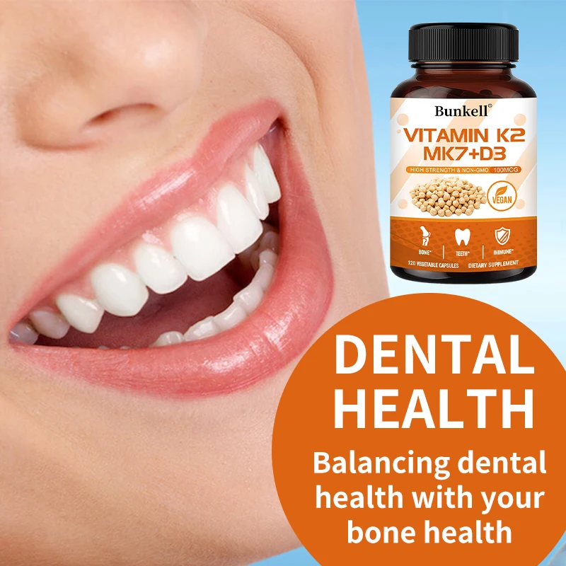 Vitamin K2 (MK7) + D3 Supplement - Non-GMO, Easy-to-swallow Vitamin D and K Complex for Healthy Bones, Teeth and Immunity