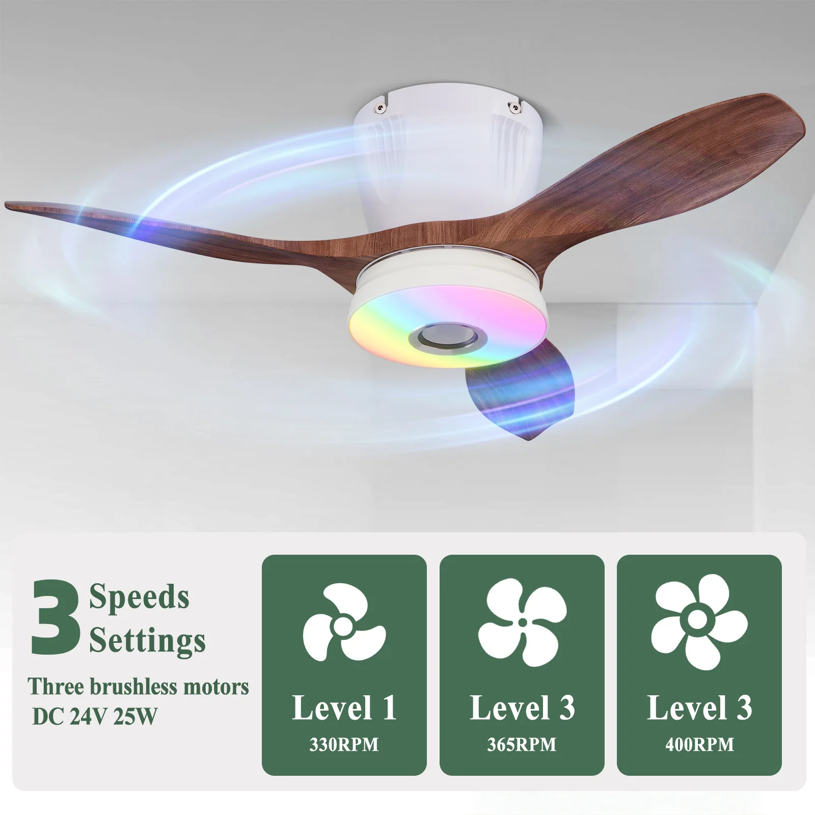 

Modern Minimalist RGB Bluetooth Ceiling Fan Light for Bedroom Living Room Home Decor Lighting Fixture Indoor Ceiling Lamp