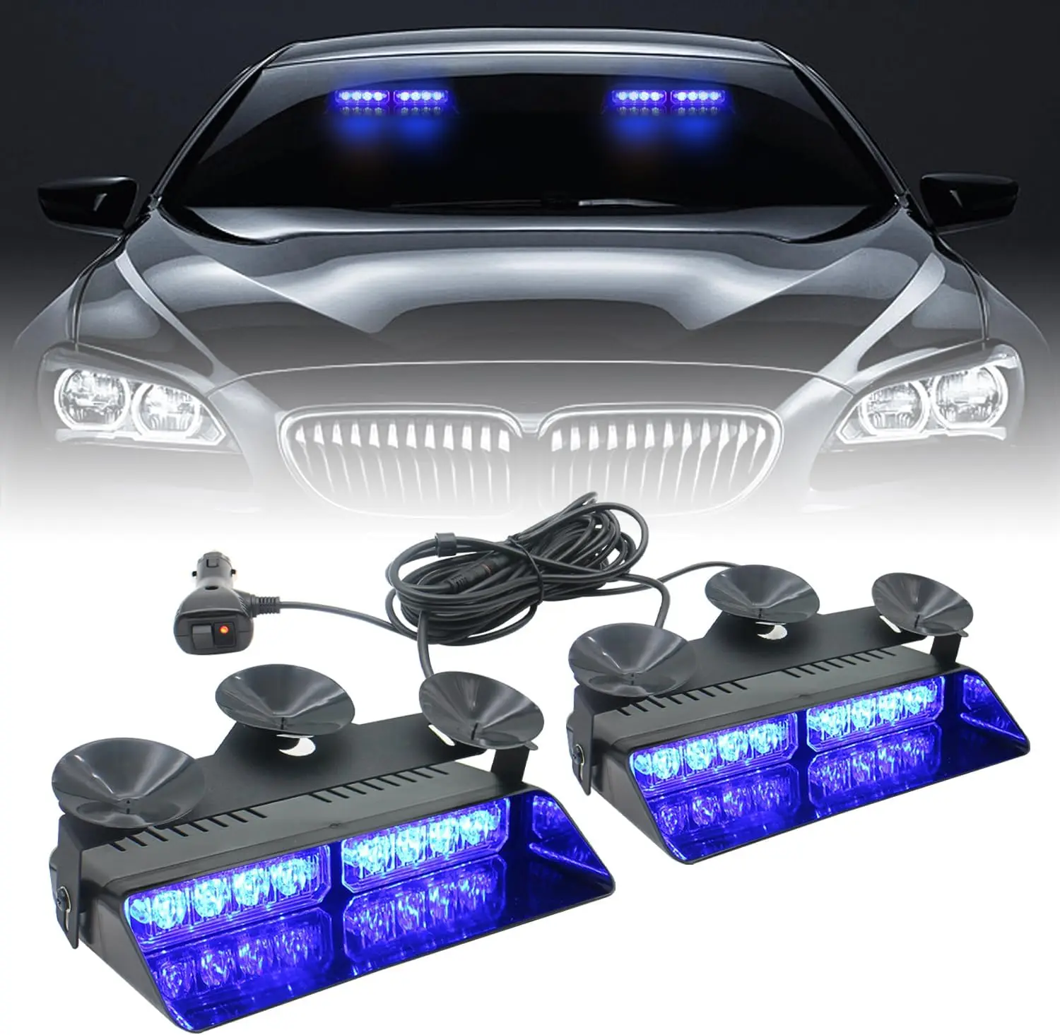 2 in 1 LED Emergency Strobe Lights for Vehicles Front/Rear Windshield with Suction Cups,Dash Deck Safety Flashing Hazard Warning image 3