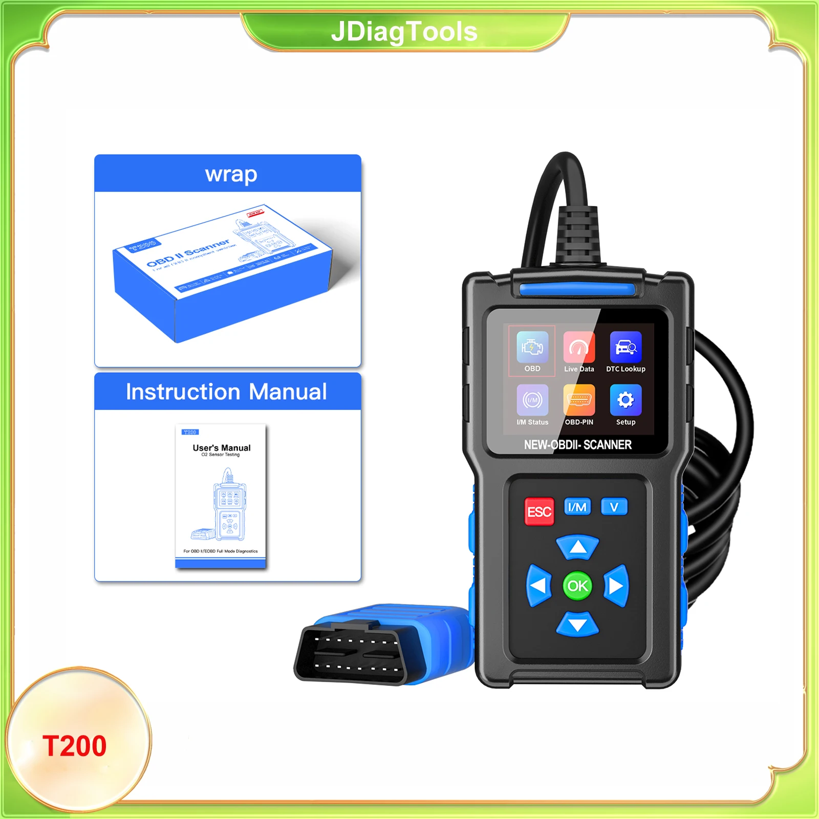 T200 OBD2 Scanner for All Cars After 1996 Can Quickly Read Engine Faults, Clear Faults and View Real-time Vehicle Data Streams