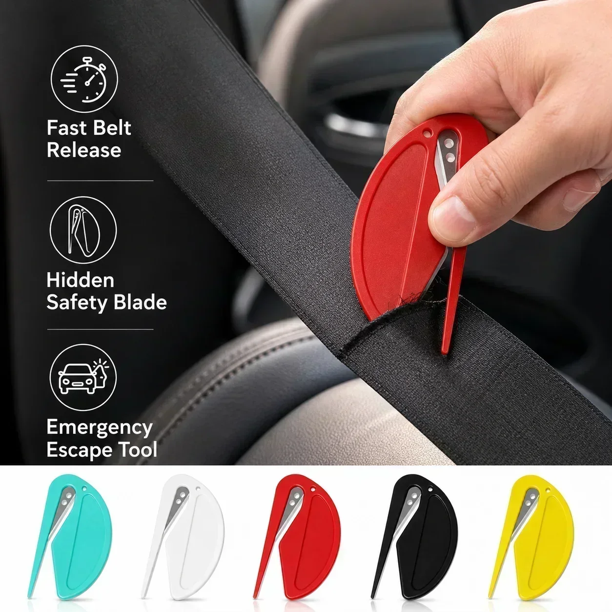 Seat Belt Cutter Tool, Emergency Car Safety Belt Cutter with Stainless Steel Blade for Vehicle Escape