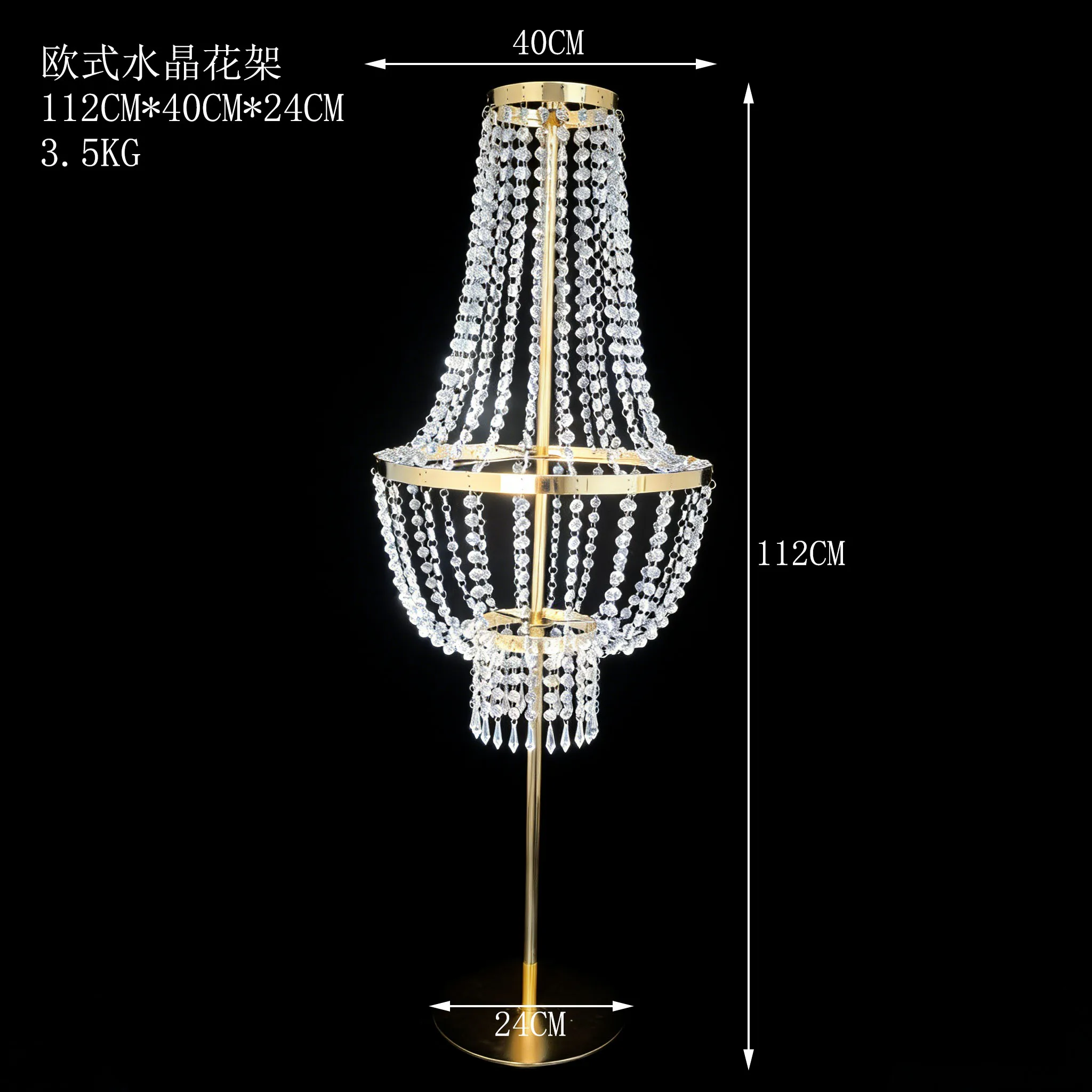6 Stück Hochzeits-Goldmetall-Blumenrahmen Kristall-Straßenlampenrahmen Goldene Tischlampe für Hochzeitsdekoration – Detail 2