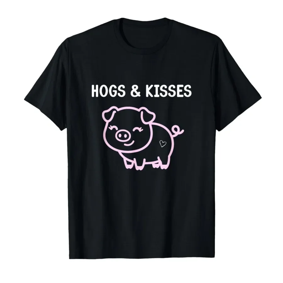 

Cute Pig, Hogs and Kisses, Funny, Jokes, Sarcastic T-shirt For Men Women 100% Cotton T Shirts Short Sleeve Tops 0424-3