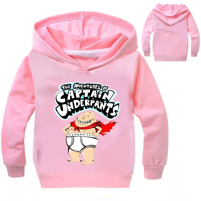 2-16Years Captain Underpants Hoodie Kids Sweatshirt Baby Boy Clothes Children Hooded Sweater for Toddler Girls Long Sleeve Coats