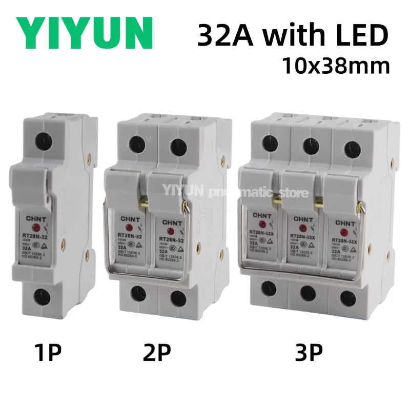 1PC RT28N-32X RT28N-32 RT28-63X RT28-63 1P 2P 3P 32A 63A Fuse Holder Base Only For 10x38mm 14x51mm 10*38 500V For CHINT