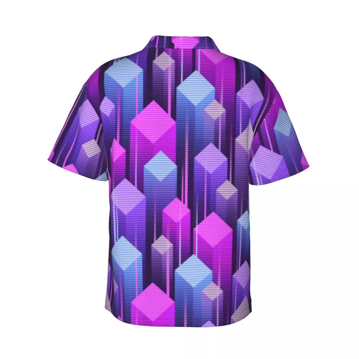 เสื้อฮาวายชายหาด Funky Pop Art เสื้อ 80s บทคัดย่อเรขาคณิตความแปลกใหม่เสื้อลําลองบุรุษแขนสั้น Breathable เสื้อผ้า