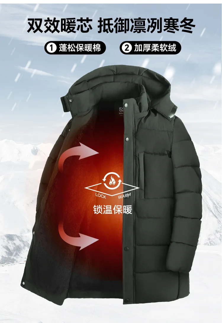 Men's 3D Warm Long Cotton Jacket Winter 2026 Fluffy Versatile Cardigan Fashion Coat for Casual Wear