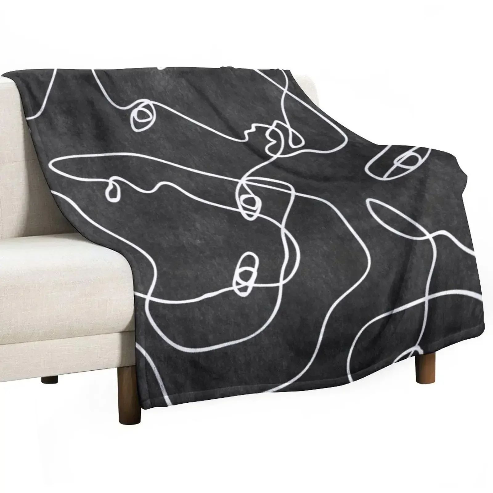 

Faces All Over Black And White Throw Blanket Decorative Sofas Comforter Picnic Blankets