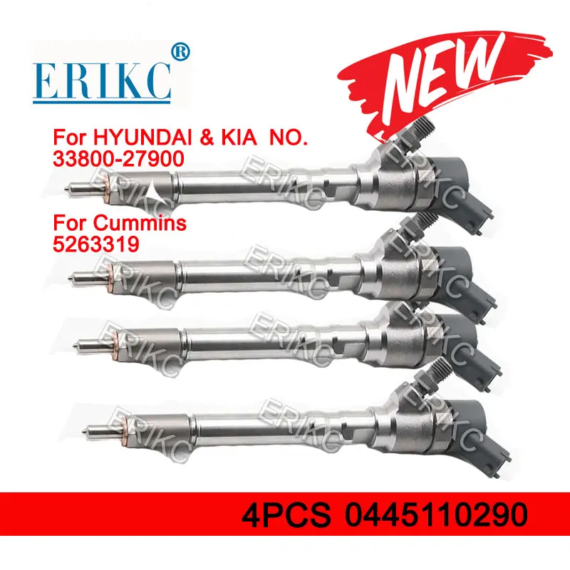 

4PCS 33800-27900 0445110290 Diesel Car Engine Common Rail Injector 0445 110 290 Fuel Injection 0 445 110 290 for HYUNDAI KIA