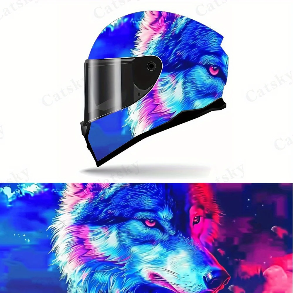 

Rainbow Wolf Helmet Sticker - Durable PVC Motorcycle Racing Graphic Sticker Motorcycle Helmet Sticker | Phantom Wolf Head Design