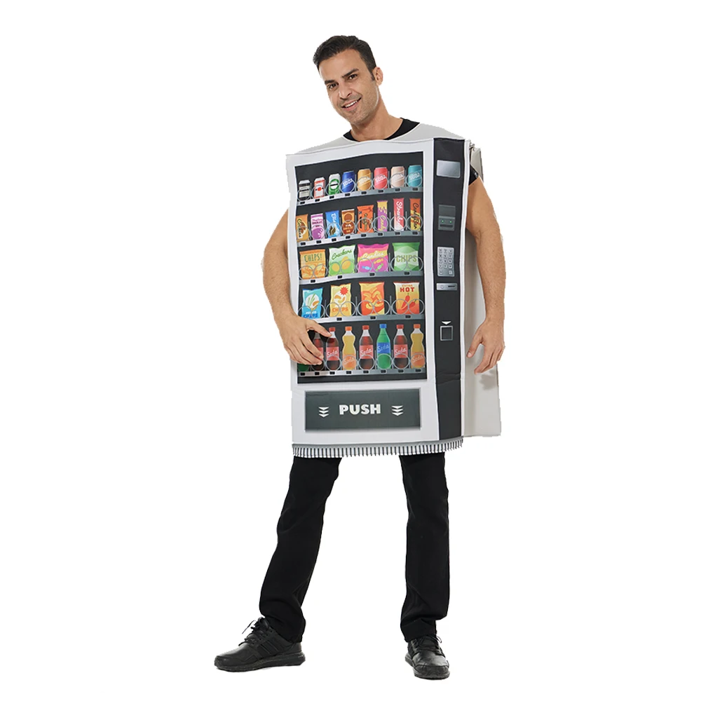 Eraspooky Adult Funny Vending Machine Costume Halloween Unisex Sponge Jumpsuit Carnival Party Purim Dress Up