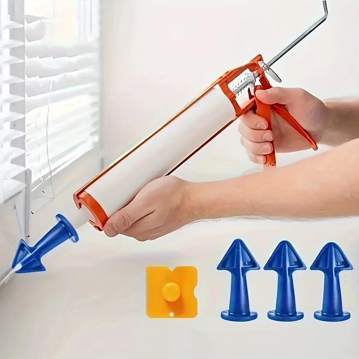 4 pcs Silicone Caulking Tool Kit， Silicone Sealant Nozzle, Grout Scraper, Great Tools For Kitchen Bathroom Window And Sink Joint