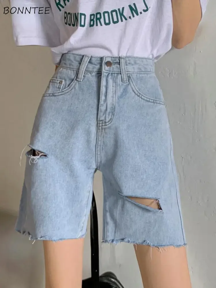 Pantaloncini da donna per il tempo libero streetwear chic semplice foro studenti tutto-fiammifero solido moda casual classico vacanza stile coreano attraente