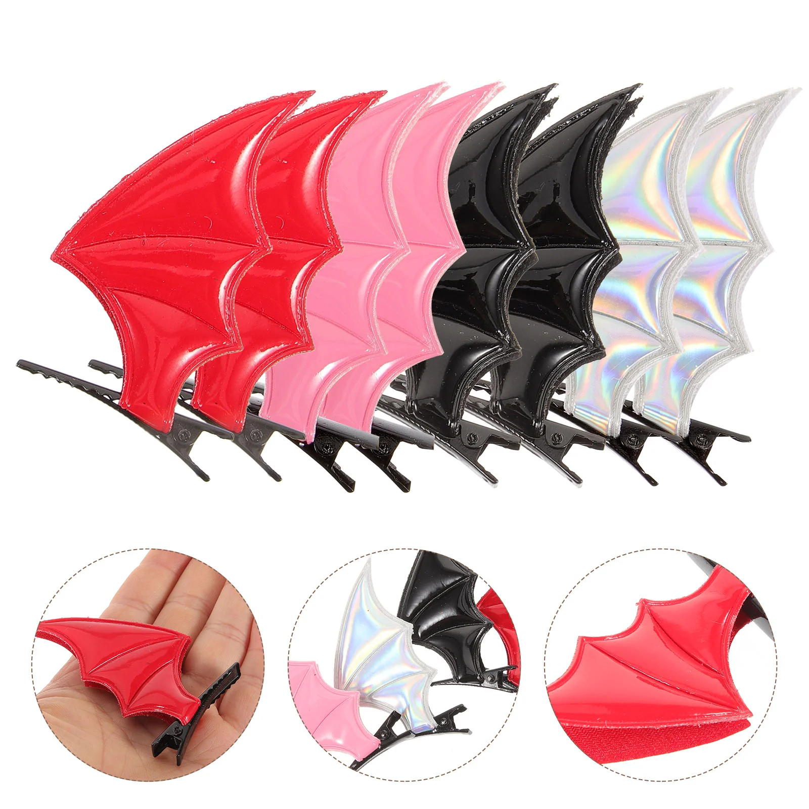 8 Pcs Hair Clips Red Gothic Cosplay Hairpins Small Glitter Horns Fabric Women's