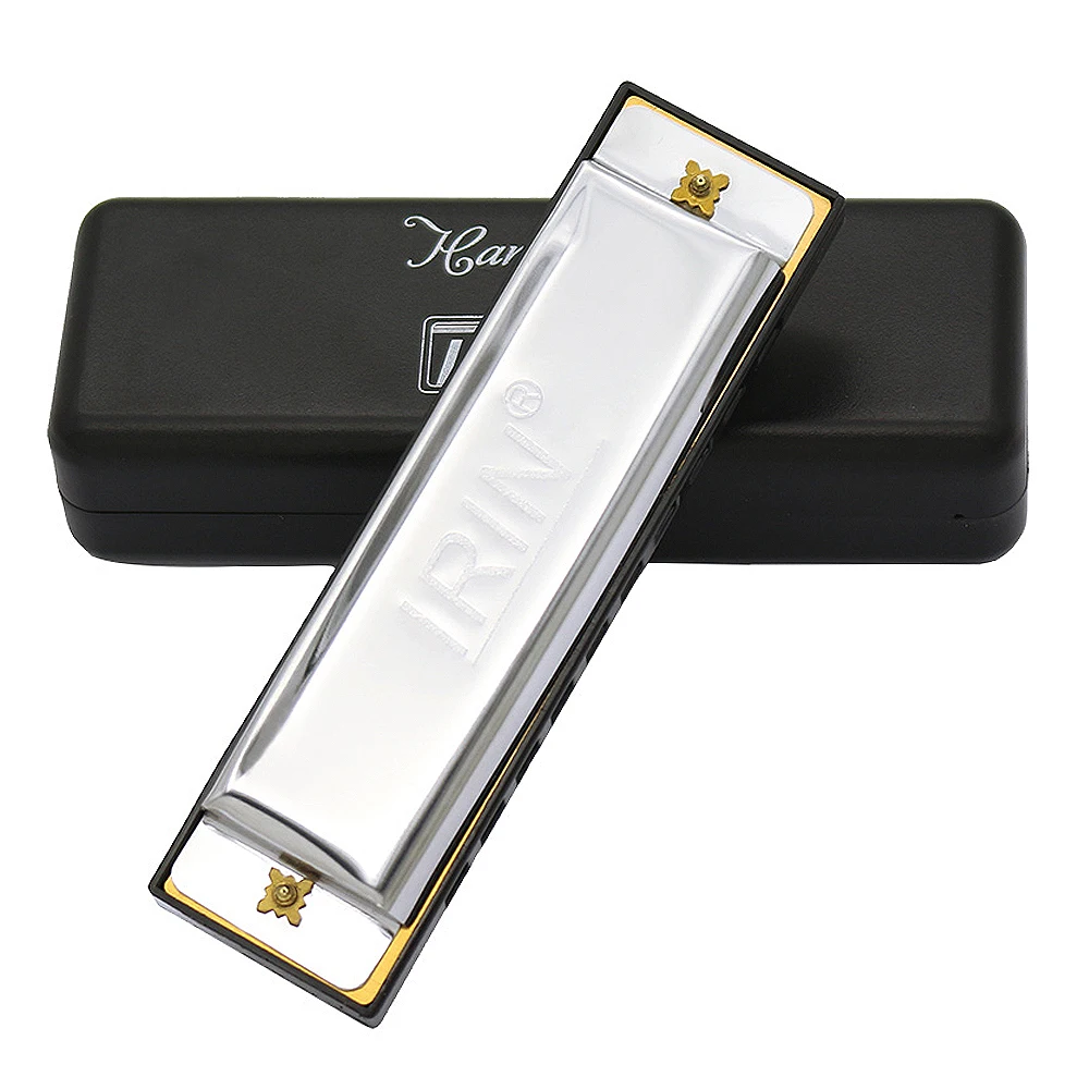 Professional 10 Hole 20 Tone Blues Harmonica Stainless Steel Mouth Organ With Phonetic Notation Musical Instrument for Beginner