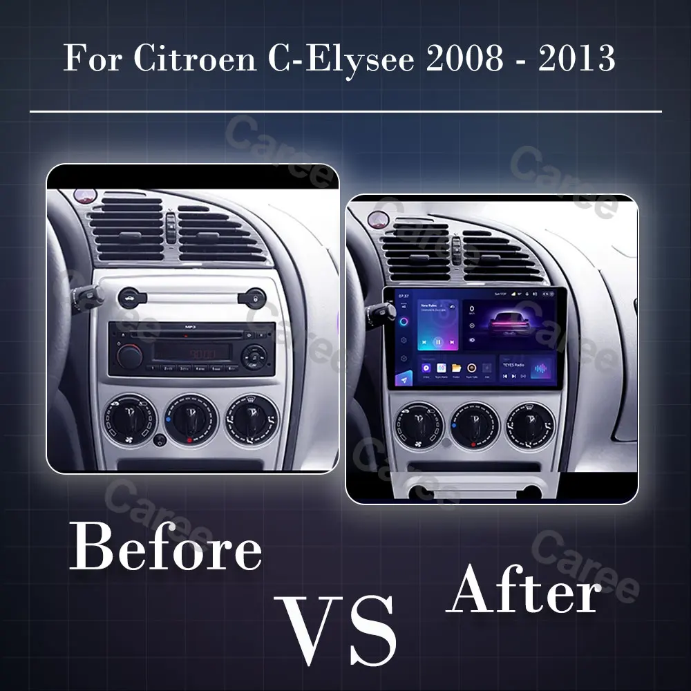 Android 15 For Citroen C-Elysee 2008 - 2013 Car Radio Multimedia Player Stereo Navigation GPS BT Wireless Carplay QLED Screen 4G