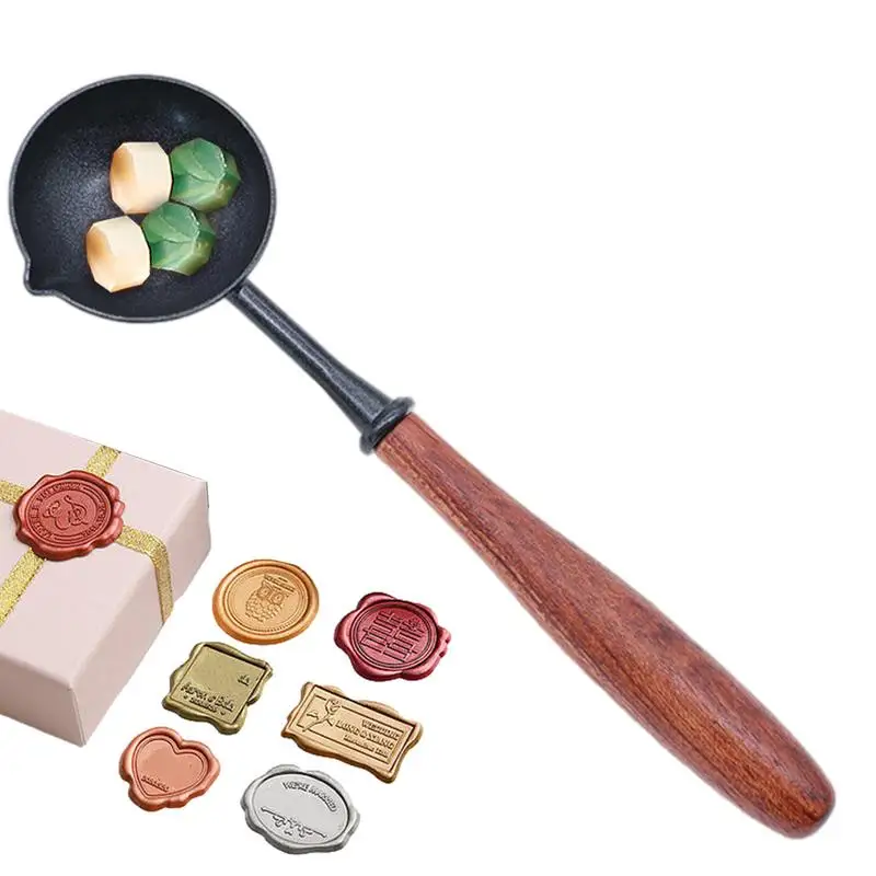 Nowa łyżka do wosku uszczelniającego Anti-Hot Wood Handle Retro Wax Stamping Spoons Fire Paint Melting Firing Stamp Envelopes Invitations Gift