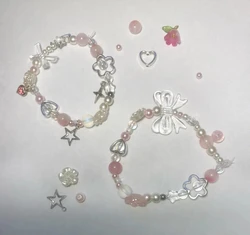 Handmade cute pink bracelet | Y2K coquette charms aesthetic beaded bracelet | gift idea | coquette jewellery