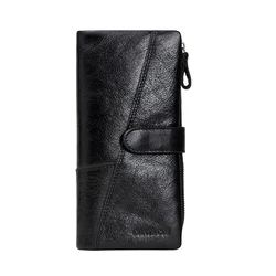 CONTACT'S Wallet monedero de cuero genuino para mujer, carteras de embrague largas con bolsos para teléfono móvil, tarjetero