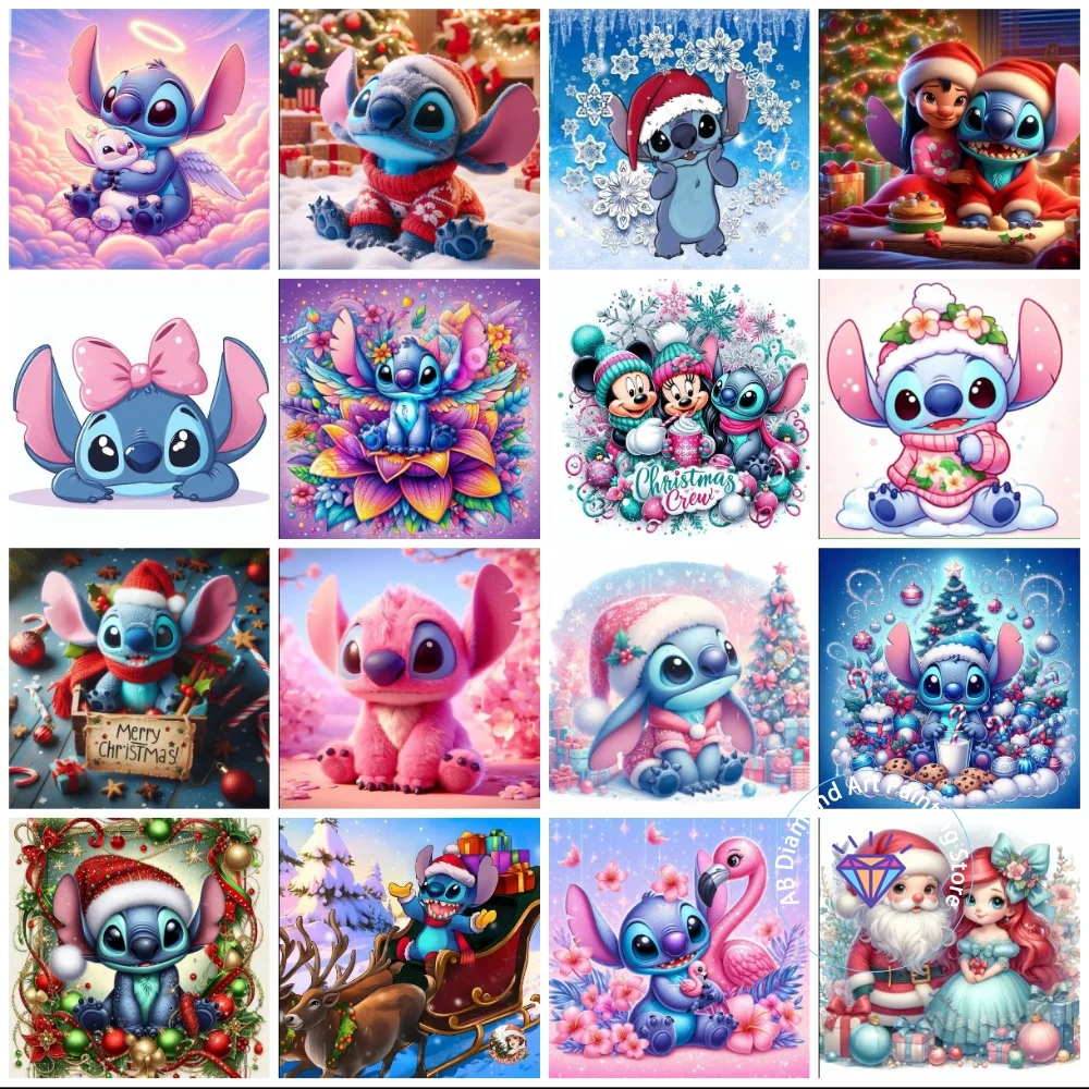

Christmas Lilo and Stitch AB Diamond Painting Kit Square Round Diamond 5D DIY Mosaic Handmade Art Adult Gift Home Decoration