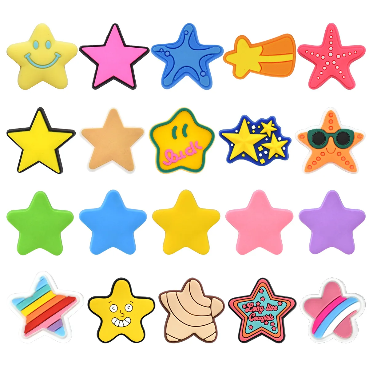 Fun Cartoon Five-pointed Star Clog Charms Soft PVC Detachable Shoe Buttons Waterproof Multi Styles Trendy DIY Shoe Decor