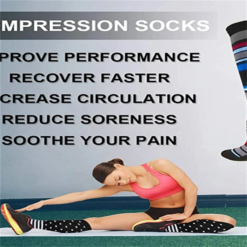 Chaussettes de sport de compression pour hommes et femmes, pour prévenir les varices ty.com, 15-20mmHg, fitness, course en plein air, rugby, randonnée