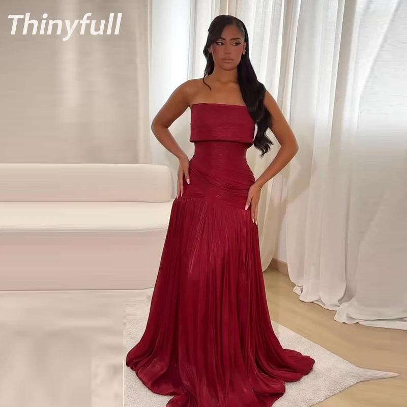 

Thinyfull Mermaid Glitter Prom Dresses Sleeveless Strapless Arab Evening Gown 2026 Long Formal Dress robes de soirée Customized