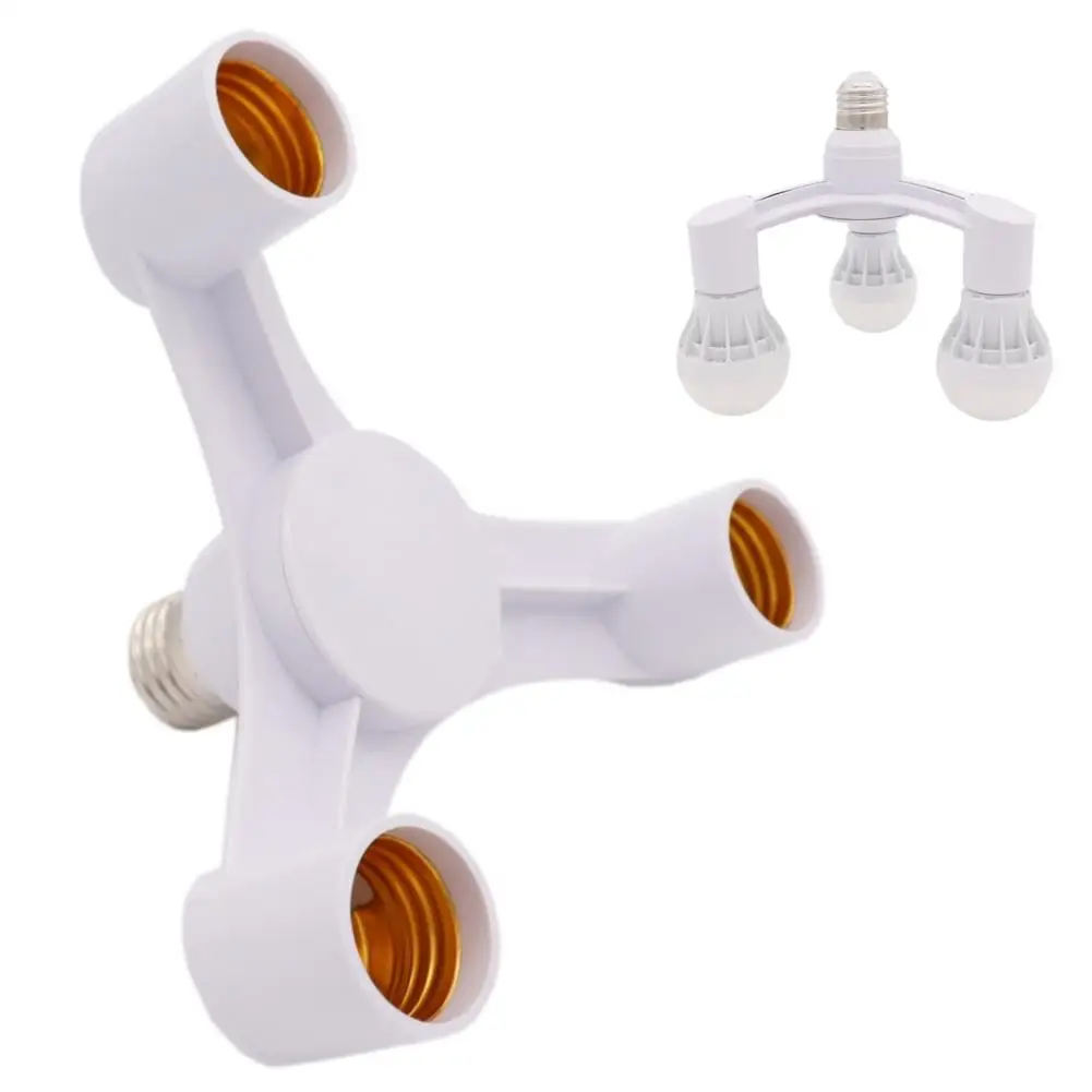 3 In 1 Bulbs Splitter Adapter Lamp Holder E27 to E27 extended LED Bulb Socket Plug-and-play Enhancing Lighting Lamp Bulbs Socket