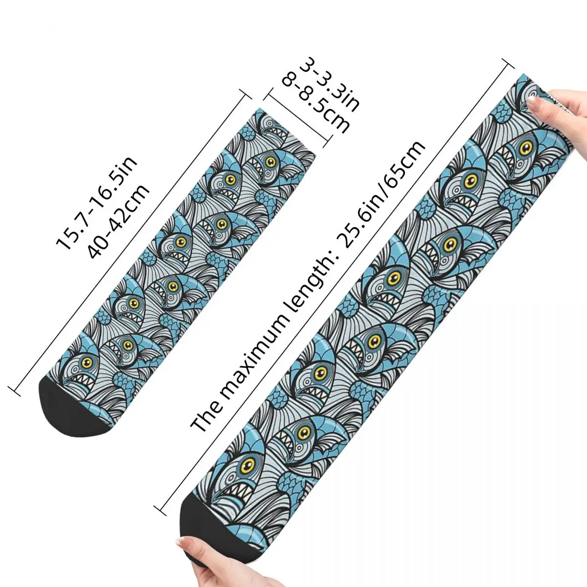 Calzini da uomo divertenti Escher Fish Pattern I Vintage Harajuku Ocean Pattern Hip Hop Casual Pattern Crew Crazy Sock Gift stampato