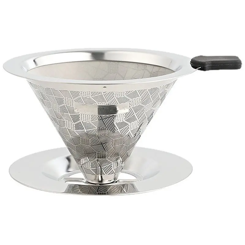 [NEW!A08R】 For 1-2 Person Coffee Filter Cup Stainless Steel Pour Over Coffee Dripper Single Serve With Integrated Stand