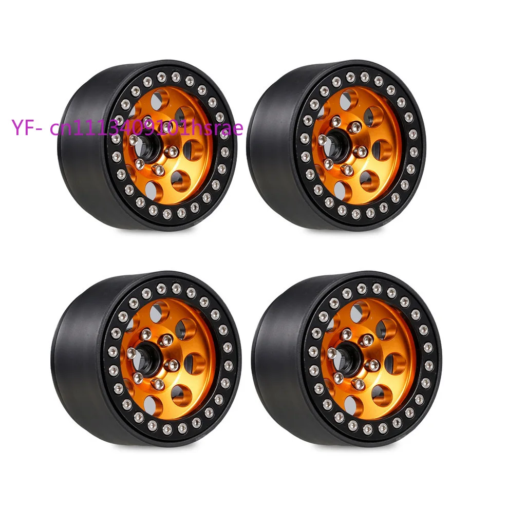 RC 1.9 Inch Crawler Metal Beadlock Wheel Rims 8 Holes Spoke Black Gold