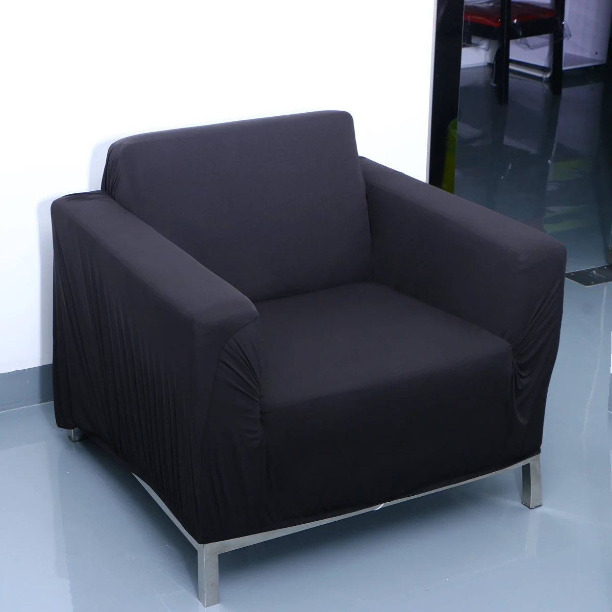 

One Seat Stretch Sofa Slipcover Anti-Slip Design Stain Resistant Easy Clean Cover for Family Use Navy Slipcover Set