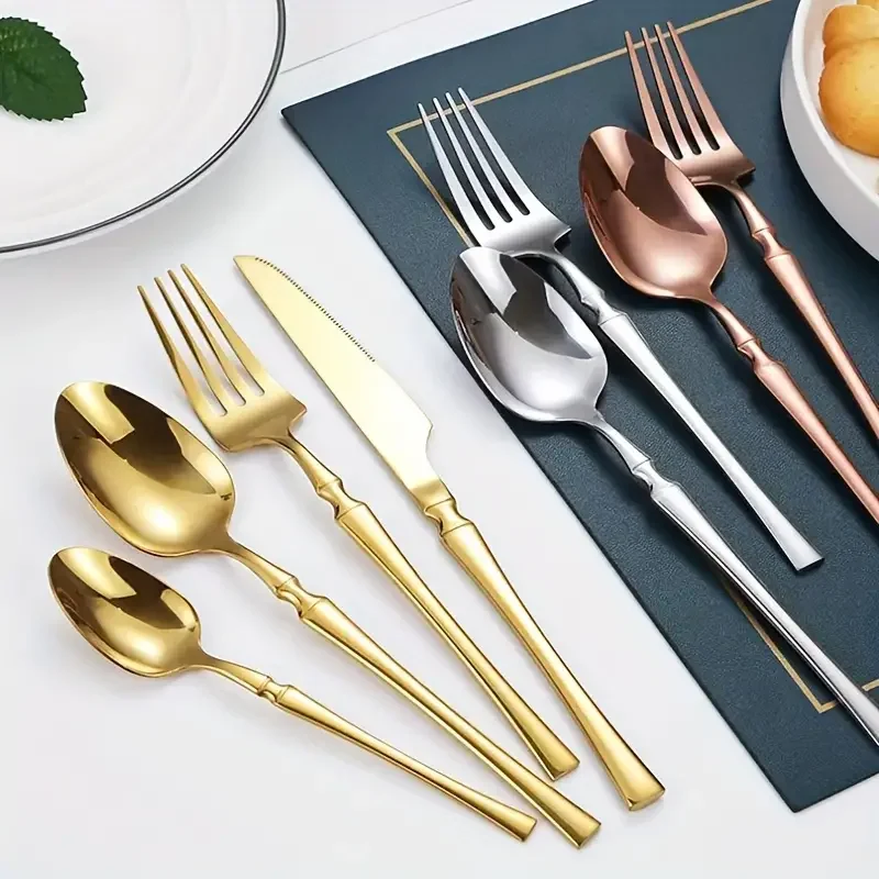 4/6/16/24pcs Stainless steel cutlery Small waist set Silver luxury cutlery Kitchen items include a knife, fork and spoon