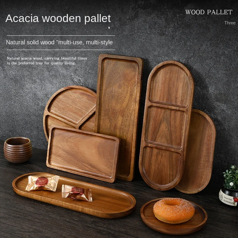 Japanese solid wood fruit plate factory wholesale wooden tray multi-size high-value fruit tray snack plate