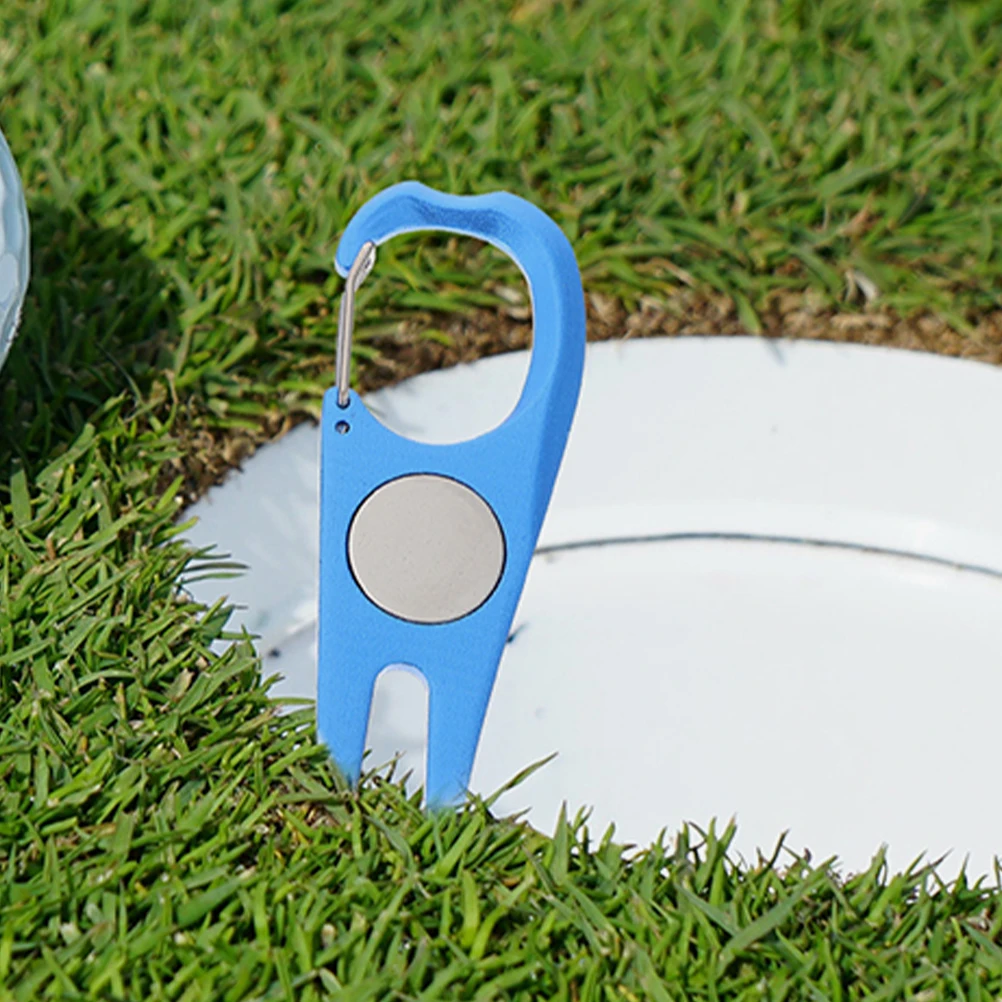 

2 Pcs Golf Divot Repair Tool Fork Black Blue Set Portable Ball Marker Stainless Steel Golfs Accessories Gifts Lawn Repairing