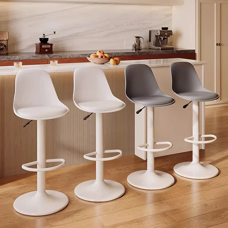 Luxuriöse Designer-Barstühle, entspannend, weiß, drehbar, mit Rückenlehne, minimalistische Barstühle, nordische ästhetische Barmöbel, Wohnmöbel