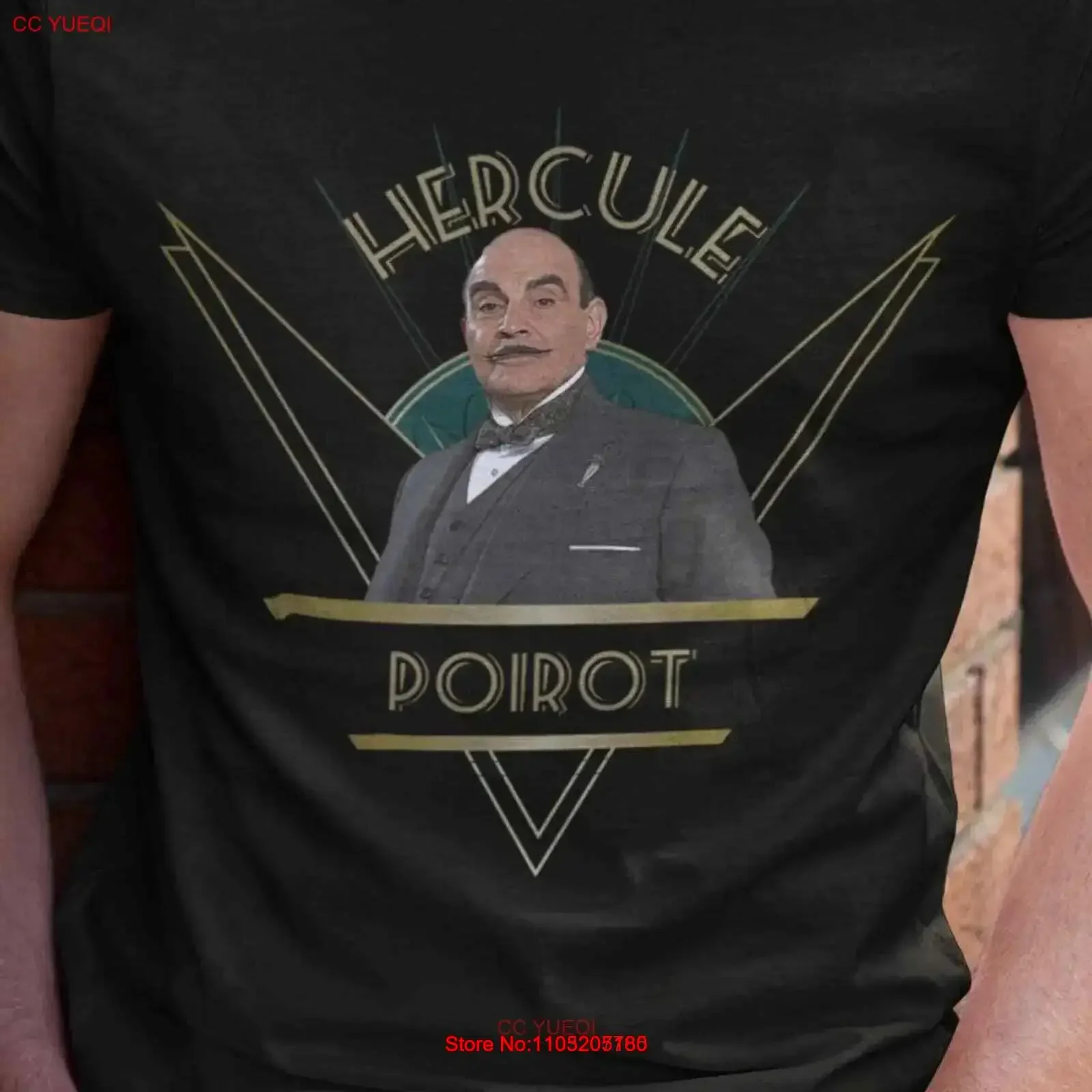 Hercule Poirot Art Deco Inspired T Shirt The Belgian Detective vintage Washed designer clothes Comfortable Breathable homme