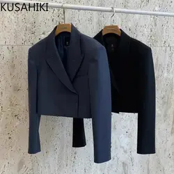 KUSAHIKI Short Suit Jacket for Women 2024 Autumn New Korean Fashion Elegant Suit Top Causal Turn-down Collar Tailored Coat