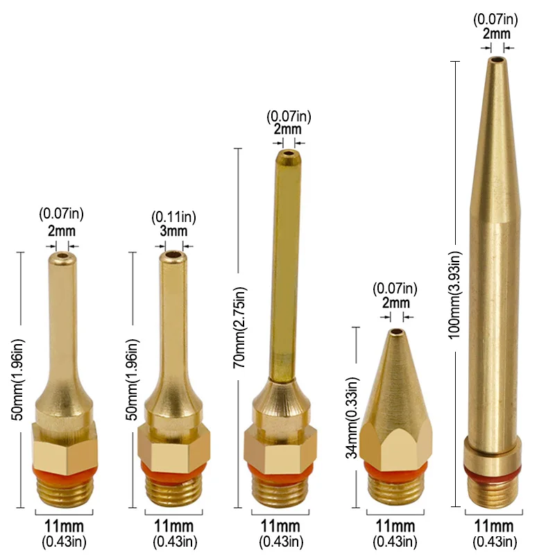 Boquillas de pistola de pegamento de fusión térmica, Boca de herramienta adhesiva Universal, 34x2,0mm, 50x2,0mm, 50x3,0mm, 70x2,0mm, 100x2,0mm