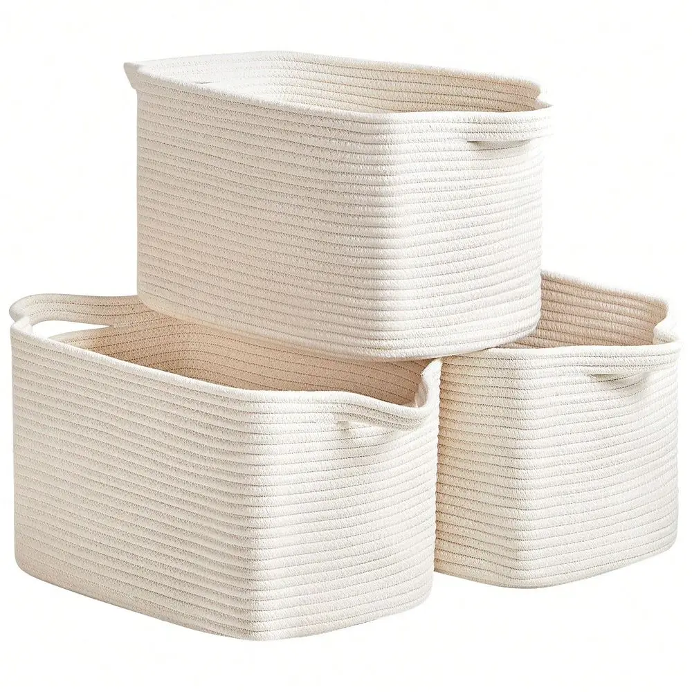 

Rope Storage Basket Set Of 3 Perfect Woven Baskets For Storage, Ideal Storage Baskets For Organizing Toys, Towels, And More Bas