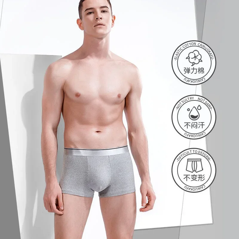 4 Pcs Comfortable Plus Size BoxerShorts Lot L-5XL Men\'s Boxer Breathable Sexy Man Boxer Solid Underpants