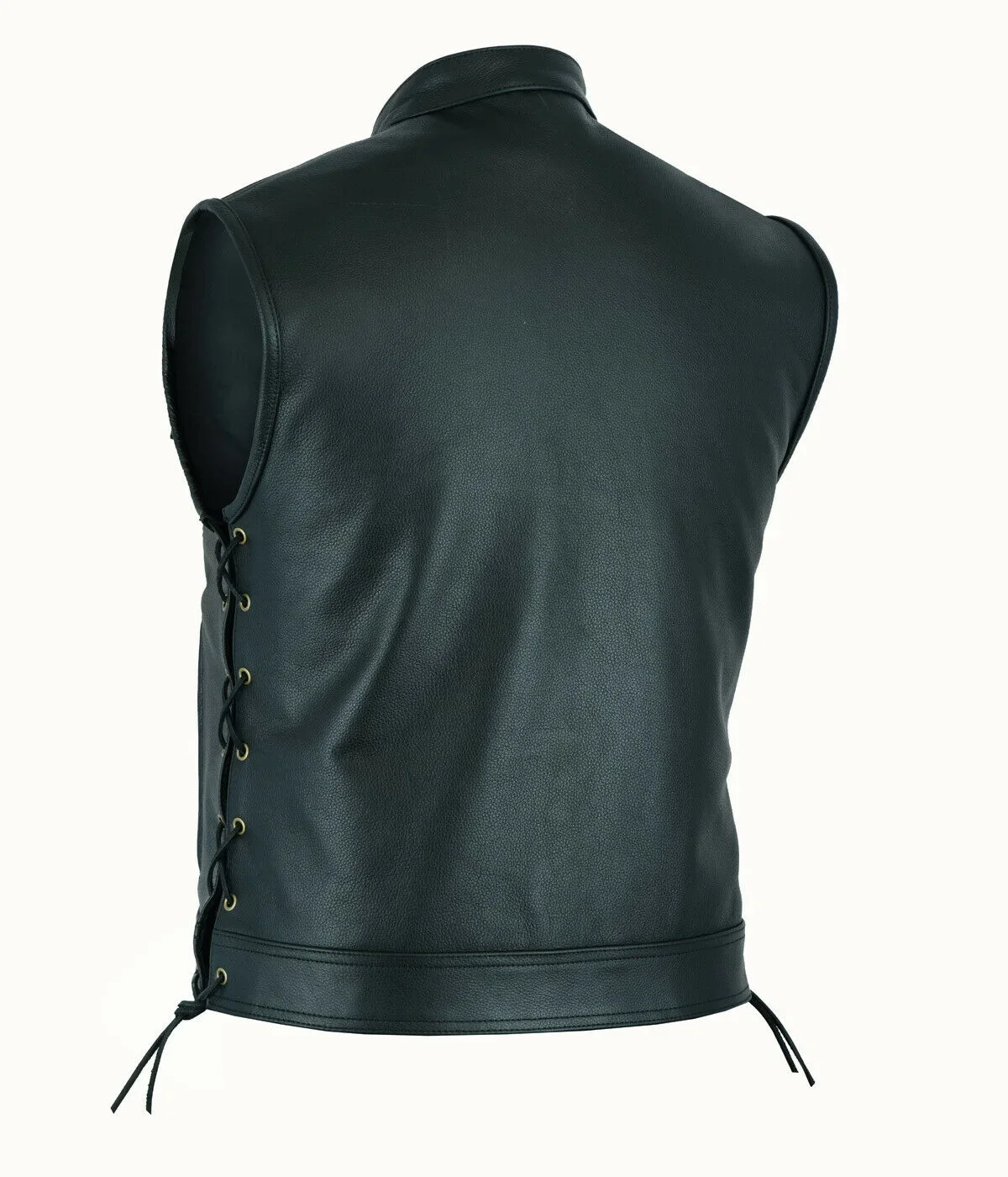 Men\'s Leather Vest V-neck Single Breasted Zippered Short Sleeveless Top for Men