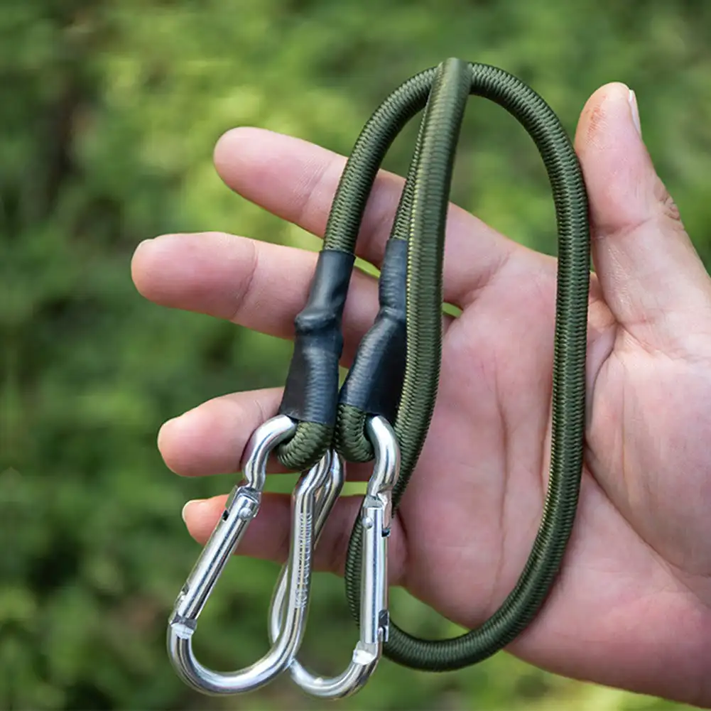 1PC 30-120CM Multi-Purpose Outdoor Camping Elastic Rope with Hiking Buckle 8MM Luggage Binding Elastic Rope Tent Clothesline