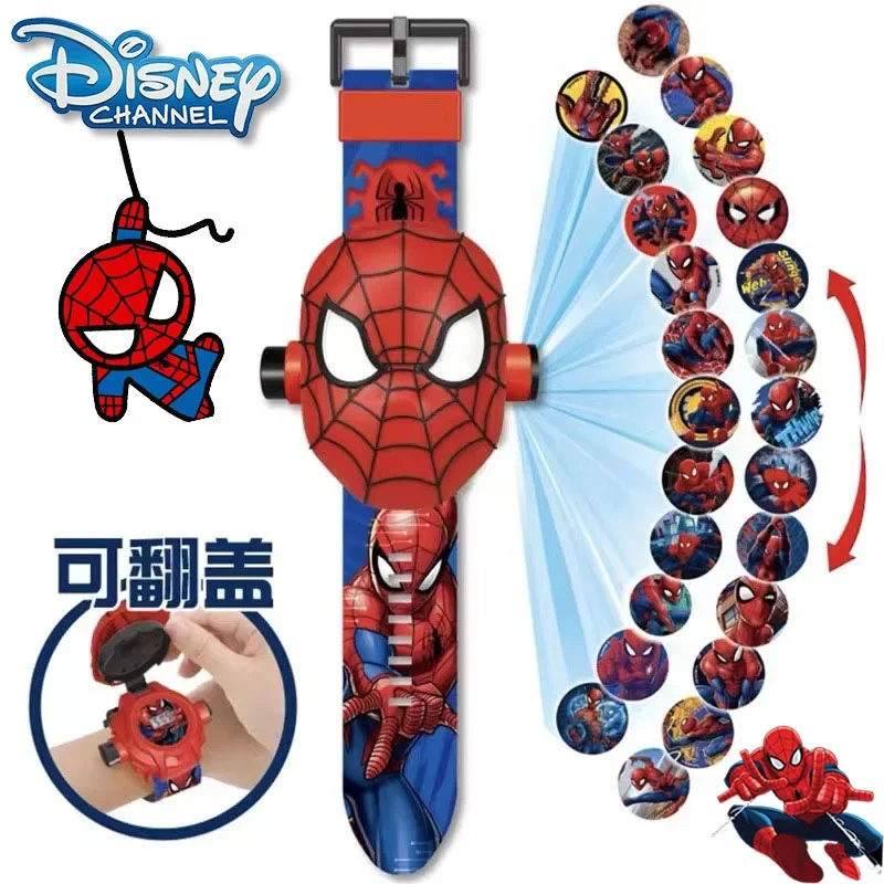 Disney Spiderman Watch Children\'s Kawaii Boys 3D Projection Cute Cartoon Spider man Hero Digital Watches Toy for Kids Gifts